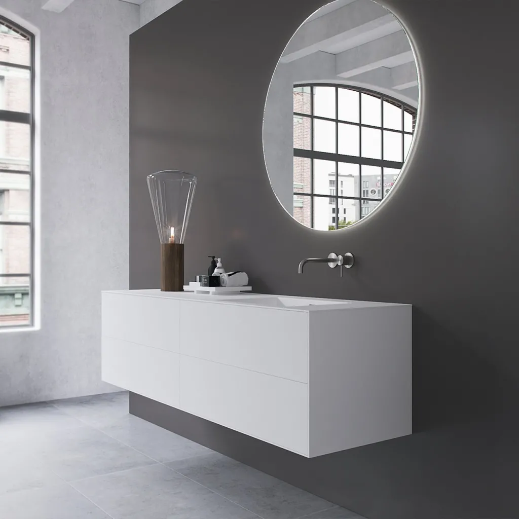 Copenhagen Chic 180R - MKII, Badezimmermöbel, Mattweiß