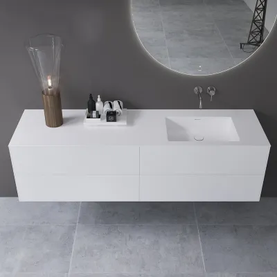 Copenhagen Chic 180R - MKII, Badezimmermöbel, Mattweiß