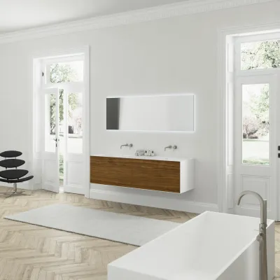 Copenhagen Chic 180D - MKII, Glacier White Corian® mit amerikanischem Nussbaum
