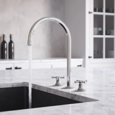 Hassel&Teudt HHV605 S05 - 3-Loch-Küchenarmatur mit schwenkbarem Auslauf, Chrom