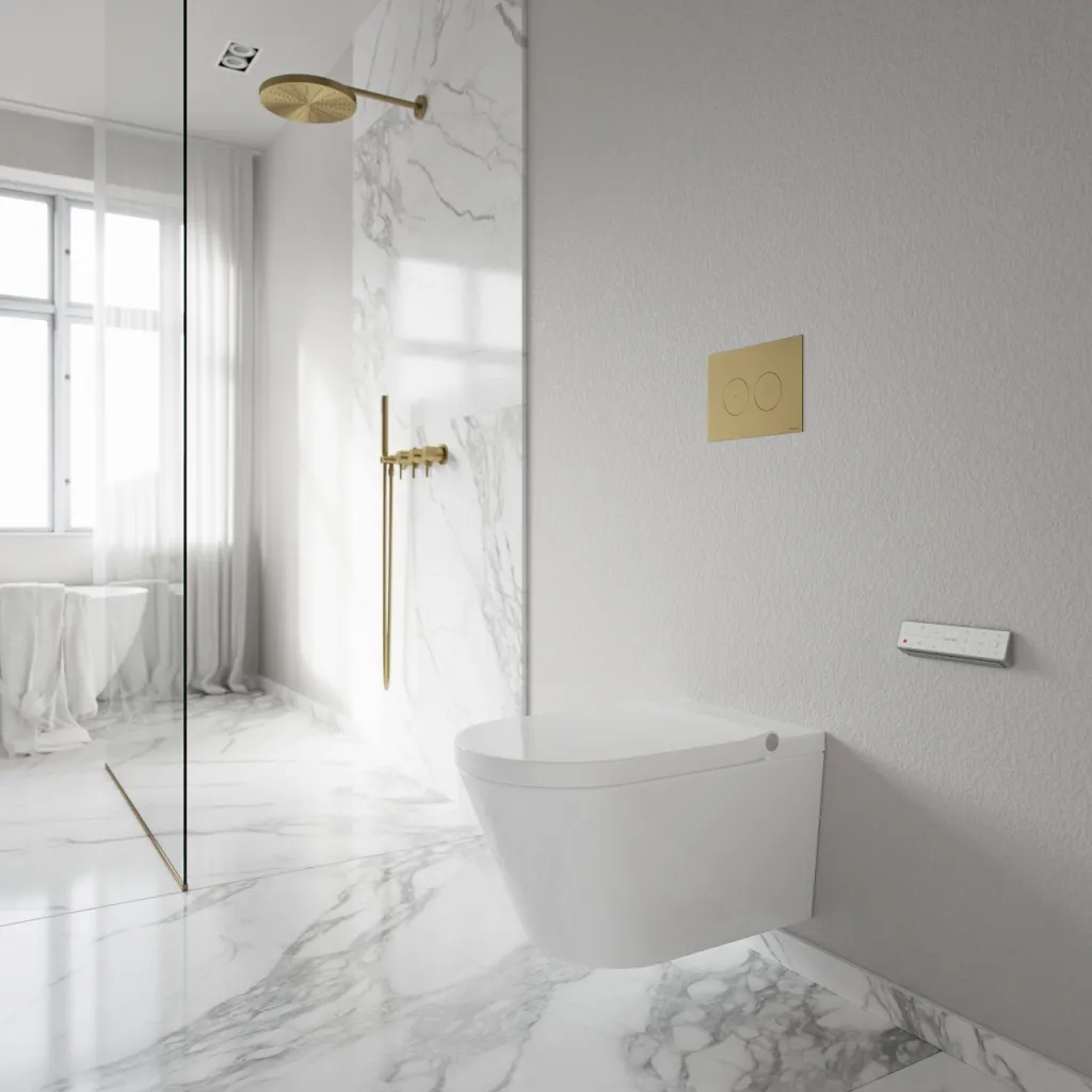 Aqualux PAX2-S Duschtoilet - LuxDusch Bidetfunktion & Soft-Close-Sitz mit Heizung, Vortex-Spülung, Weiß