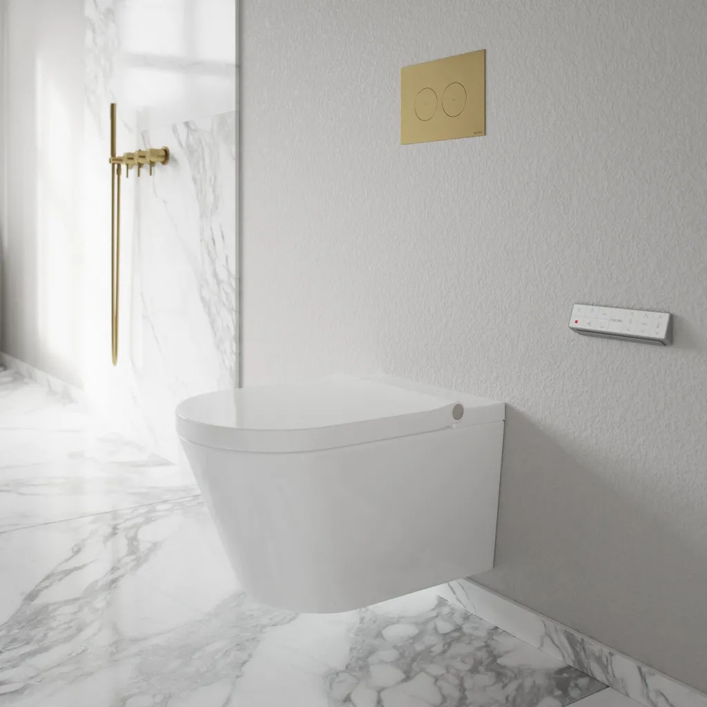 Aqualux PAX2-S Duschtoilet - LuxDusch Bidetfunktion & Soft-Close-Sitz mit Heizung, Vortex-Spülung, Weiß
