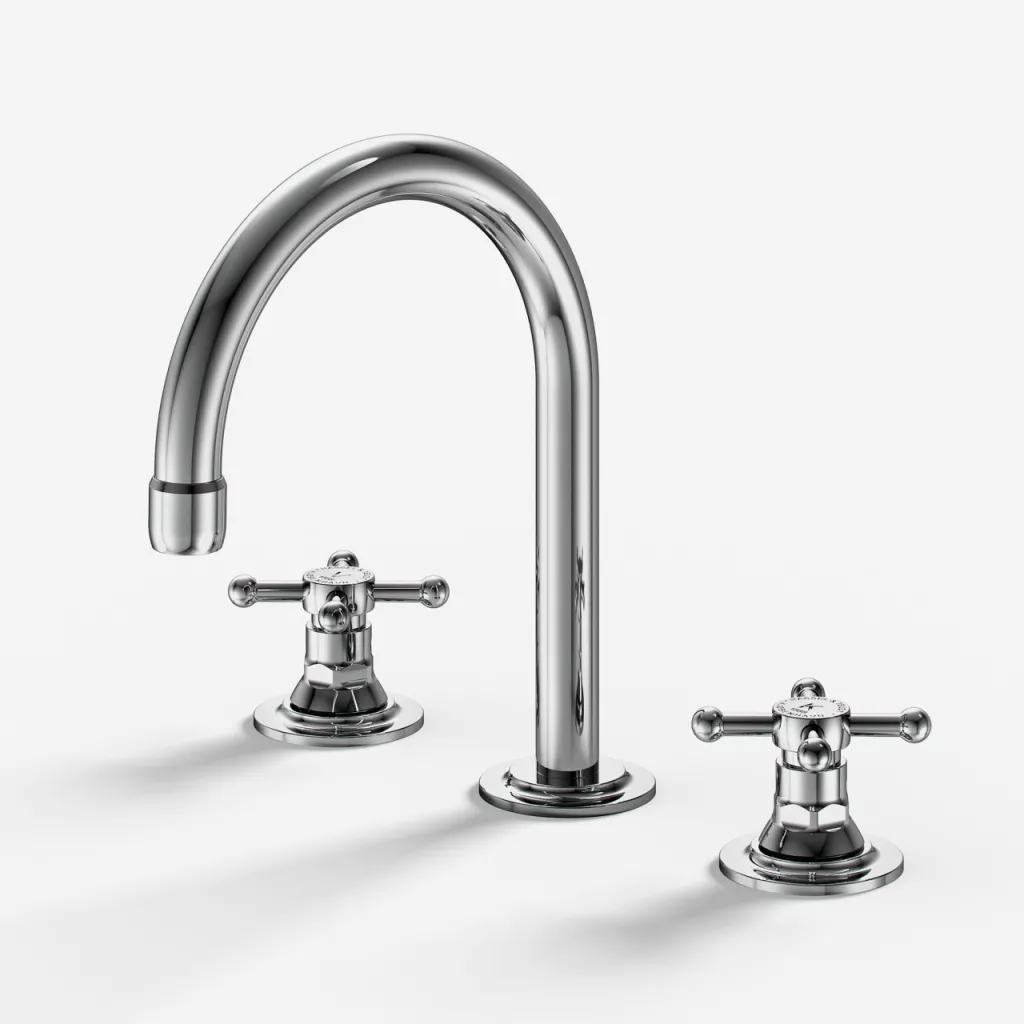 Hassel&Teudt HHV605 S01 - Küchenarmatur mit 3 Löchern und schwenkbarem Auslauf (Ø 150 mm), Chrom