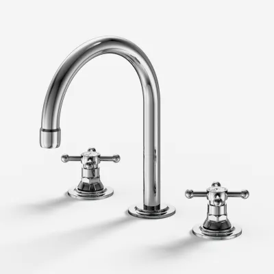 Hassel&Teudt HHV605 S01 - Küchenarmatur mit 3 Löchern und schwenkbarem Auslauf (Ø 150 mm), Chrom
