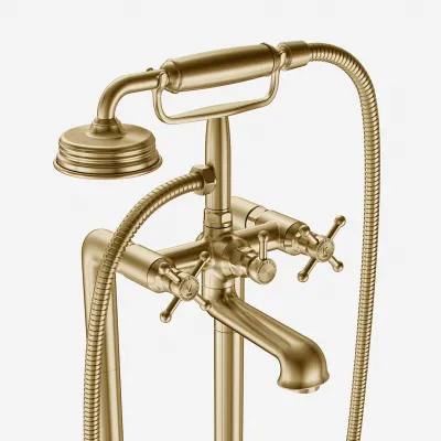Hassel&Teudt HBK702 - Freistehende Badarmatur, PVD-gebürstetes Messing