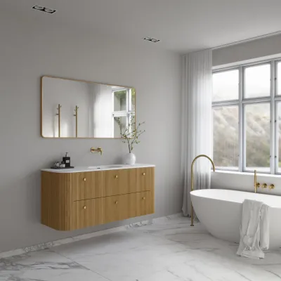 Noorwork 140 - Küchenschränke aus Eiche Natur inklusive mattweißer Corian®-Spültischplatte