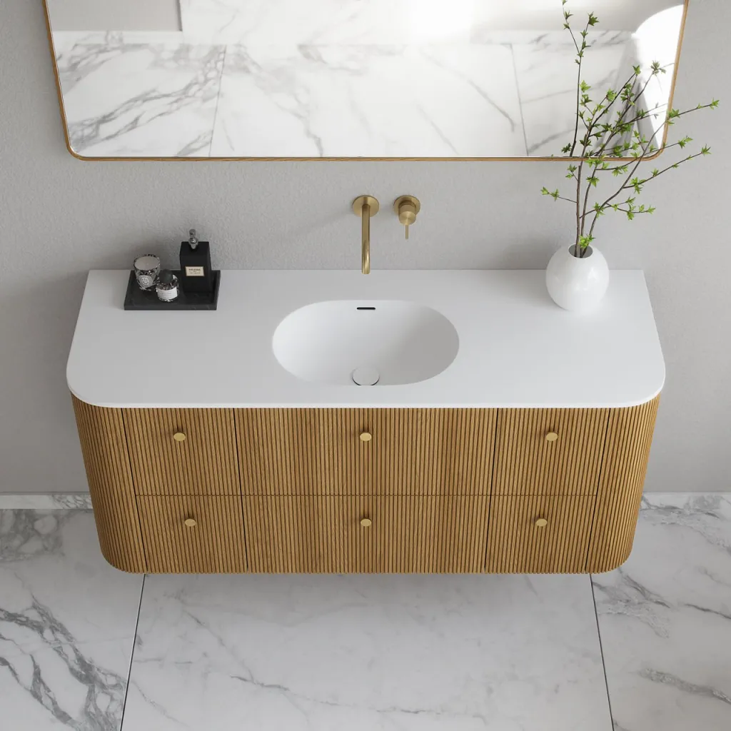 Noorwork 140 - Küchenschränke aus Eiche Natur inklusive mattweißer Corian®-Spültischplatte
