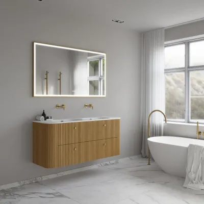 Noorwork 140D - Küchenschränke aus Eiche Natur inklusive mattweißer Corian®-Spültischplatte