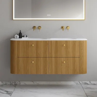 Noorwork 140D - Küchenschränke aus Eiche Natur inklusive mattweißer Corian®-Spültischplatte