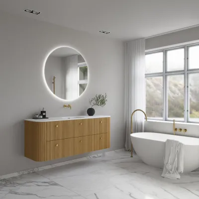 Noorwork 160 - Küchenschränke aus Eiche Natur inklusive mattweißer Corian®-Spültischplatte