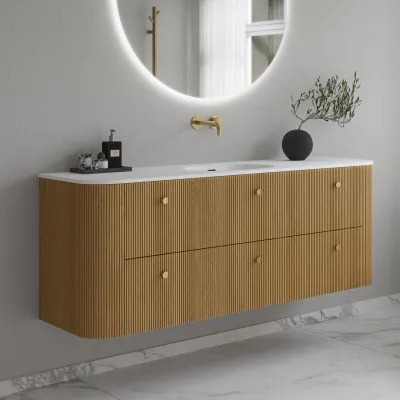 Noorwork 160 - Küchenschränke aus Eiche Natur inklusive mattweißer Corian®-Spültischplatte