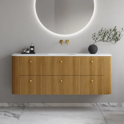 Noorwork 160 - Küchenschränke aus Eiche Natur inklusive mattweißer Corian®-Spültischplatte