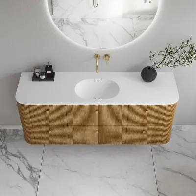 Noorwork 160 - Küchenschränke aus Eiche Natur inklusive mattweißer Corian®-Spültischplatte