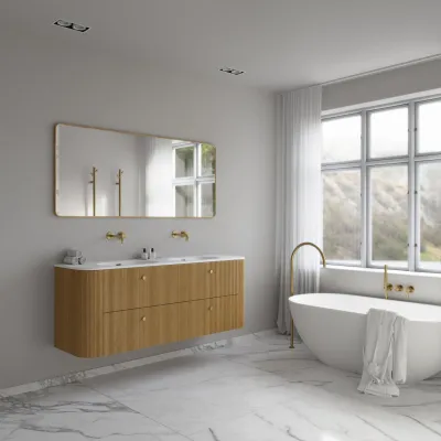 Noorwork 160D - Küchenschränke aus Eiche Natur inklusive mattweißer Corian®-Spültischplatte