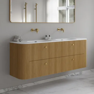 Noorwork 160D - Küchenschränke aus Eiche Natur inklusive mattweißer Corian®-Spültischplatte