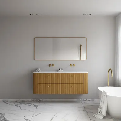 Noorwork 160D - Küchenschränke aus Eiche Natur inklusive mattweißer Corian®-Spültischplatte