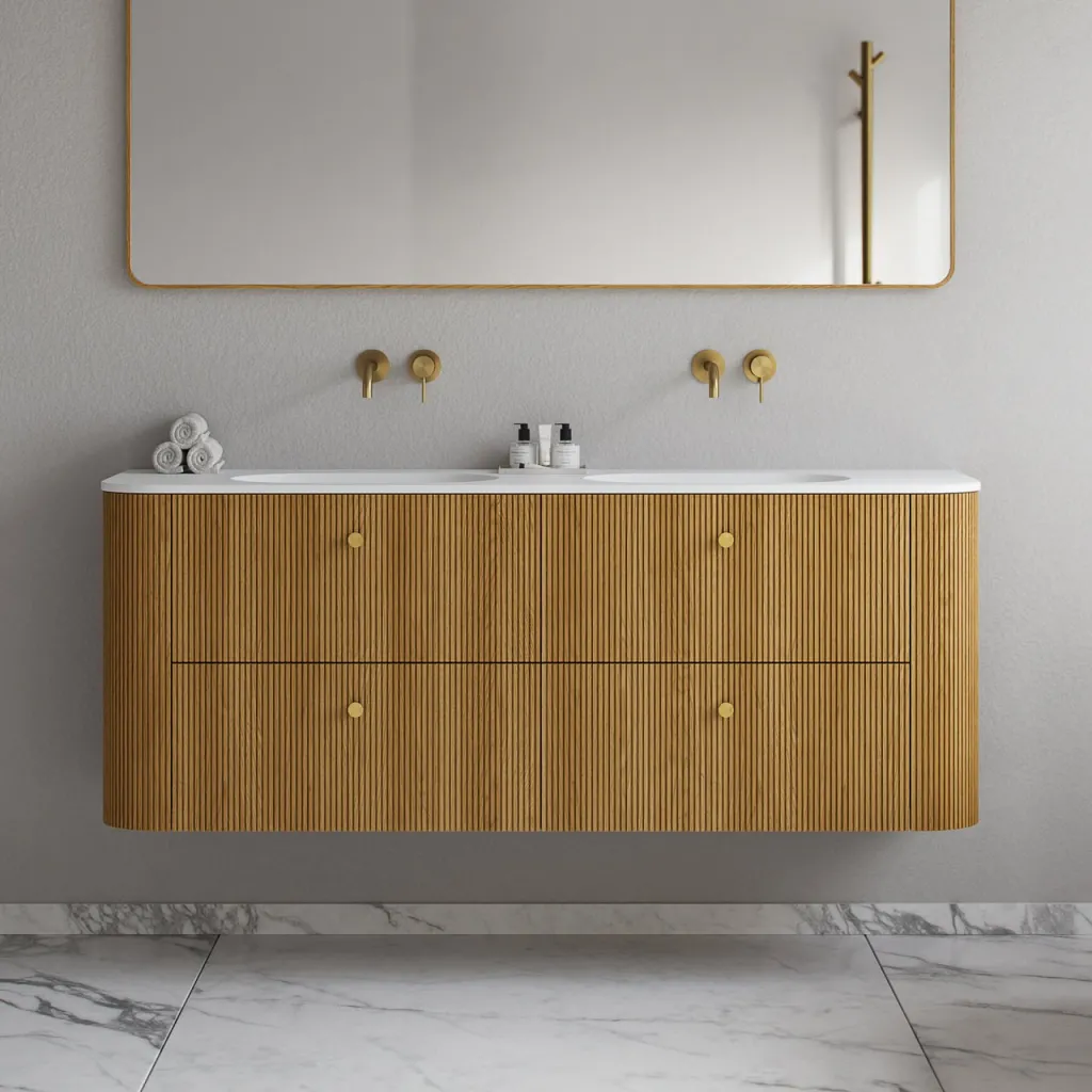 Noorwork 160D - Küchenschränke aus Eiche Natur inklusive mattweißer Corian®-Spültischplatte