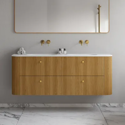 Noorwork 160D - Küchenschränke aus Eiche Natur inklusive mattweißer Corian®-Spültischplatte