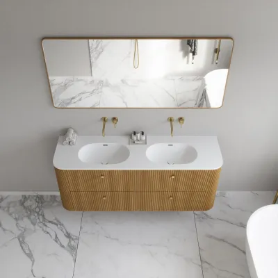 Noorwork 160D - Küchenschränke aus Eiche Natur inklusive mattweißer Corian®-Spültischplatte