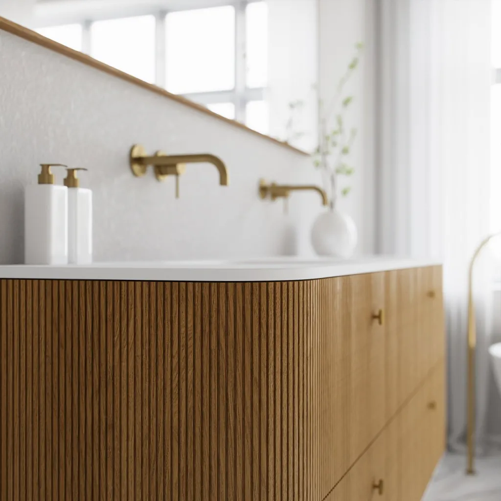 Noorwork 160D - Küchenschränke aus Eiche Natur inklusive mattweißer Corian®-Spültischplatte