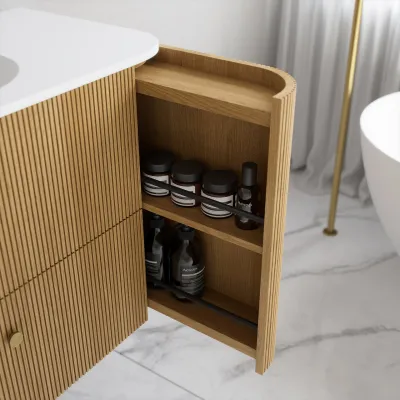Noorwork 180 - Küchenschränke aus Eiche Natur inklusive mattweißer Corian®-Spültischplatte