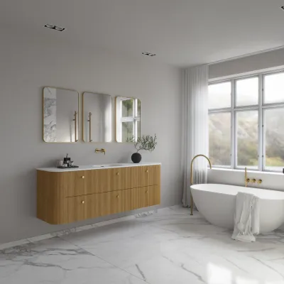 Noorwork 180 - Küchenschränke aus Eiche Natur inklusive mattweißer Corian®-Spültischplatte