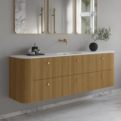 Noorwork 180 - Küchenschränke aus Eiche Natur inklusive mattweißer Corian®-Spültischplatte