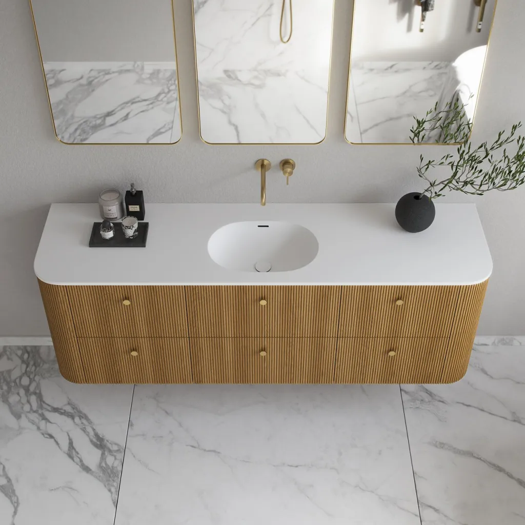 Noorwork 180 - Küchenschränke aus Eiche Natur inklusive mattweißer Corian®-Spültischplatte