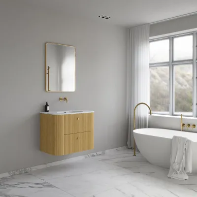 Noorwork 80 - Küchenschränke aus heller Eiche Natur inklusive mattweißer Corian®-Spültischplatte