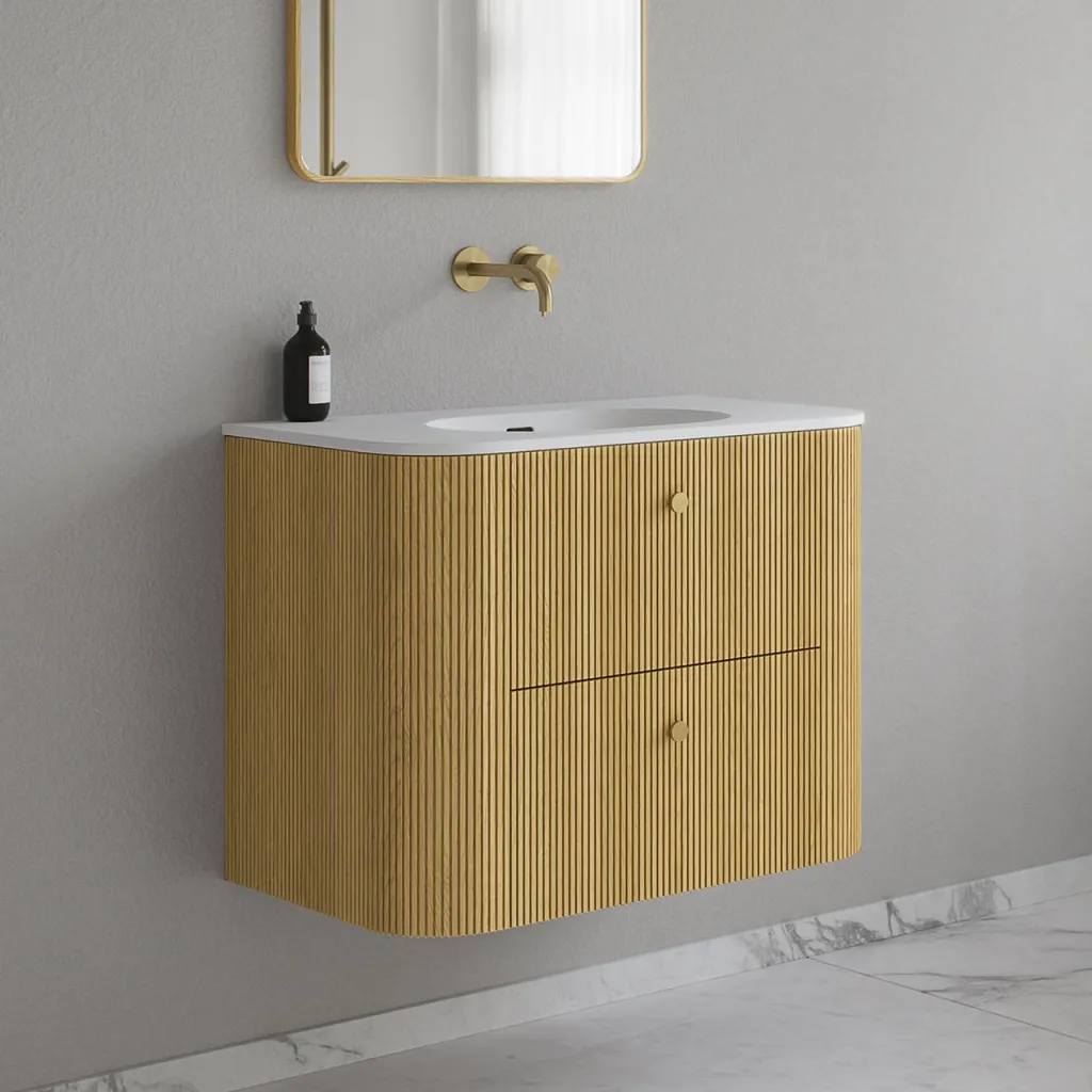 Noorwork 80 - Küchenschränke aus heller Eiche Natur inklusive mattweißer Corian®-Spültischplatte