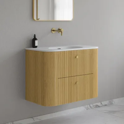 Noorwork 80 - Küchenschränke aus heller Eiche Natur inklusive mattweißer Corian®-Spültischplatte