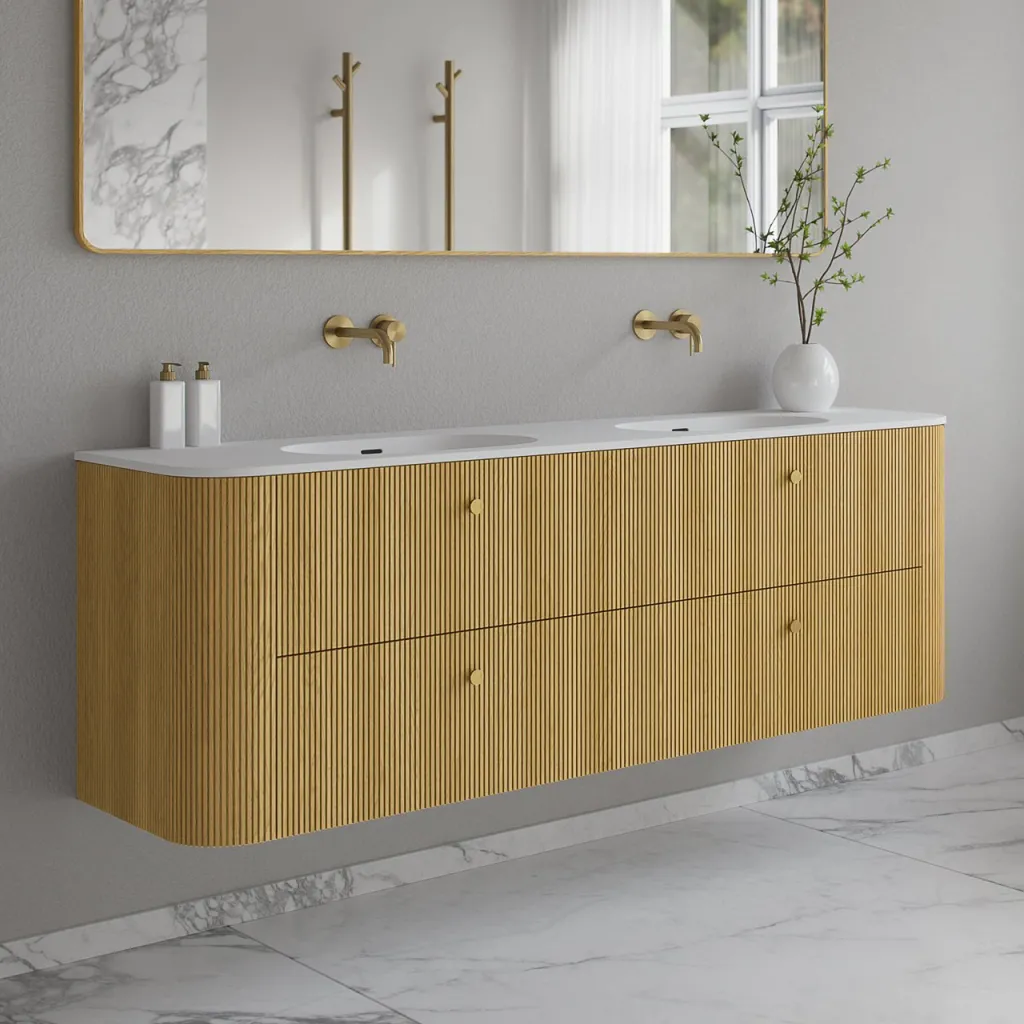 Noorwork 180D - Küchenschränke aus heller Eiche Natur inklusive mattweißer Corian®-Spültischplatte