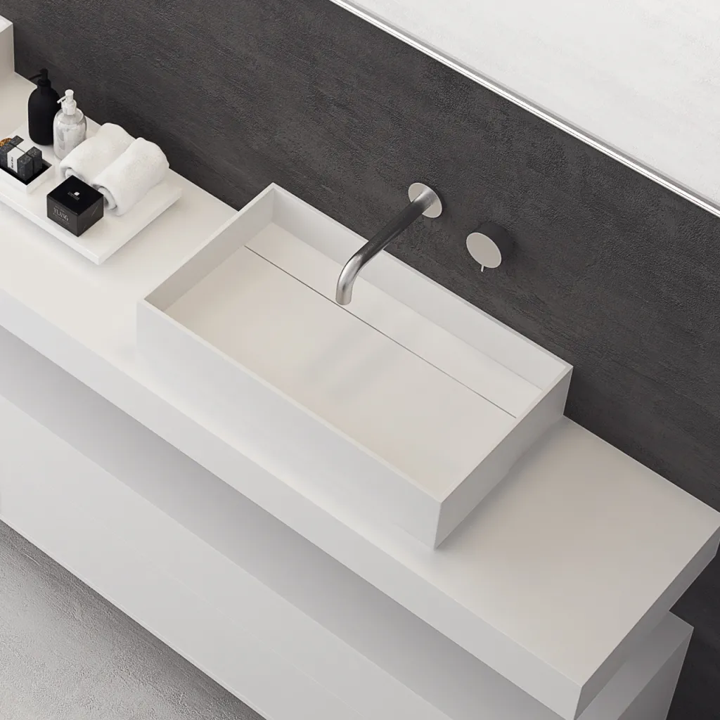 Plano 60 - 60x35 Waschbecken, Mattweiß SolidTec®