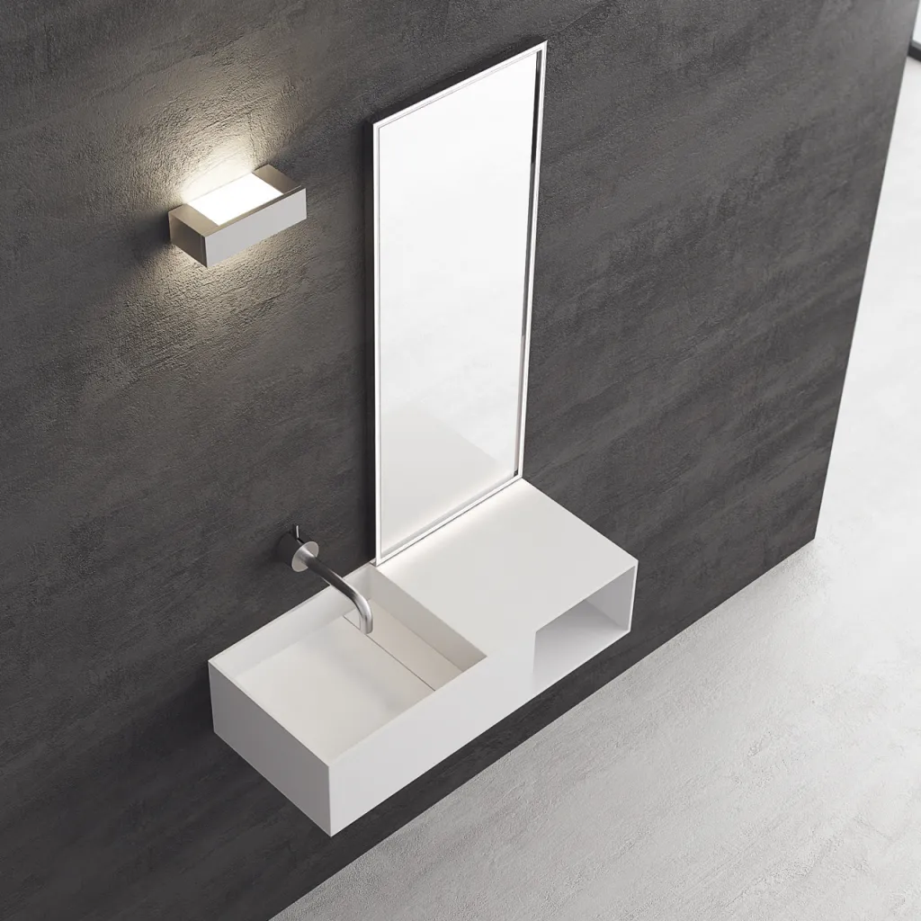 Boxo 80L - 80x35, Waschbecken links, Mathvid SolidTec®