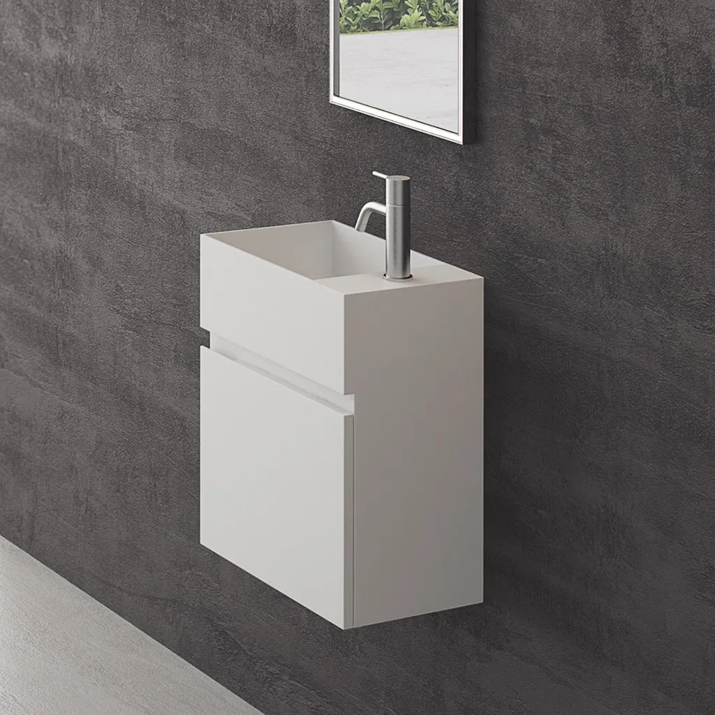 Compact 03L - Waschbeckenunterschrank 45x25, Mattweiß SolidTec®