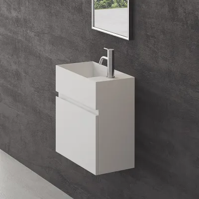Compact 03L - Waschbeckenunterschrank 45x25, Mattweiß SolidTec®