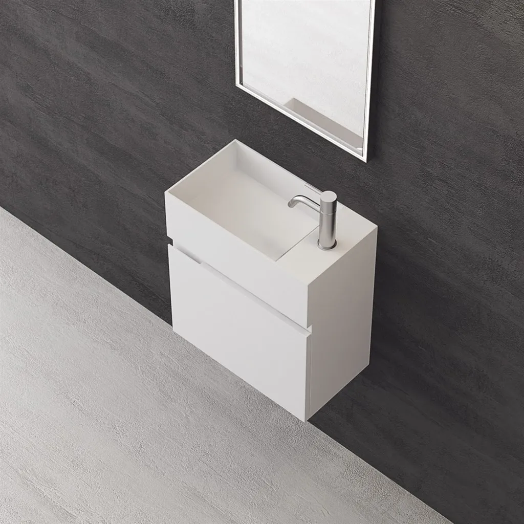 Compact 03L - Waschbeckenunterschrank 45x25, Mattweiß SolidTec®