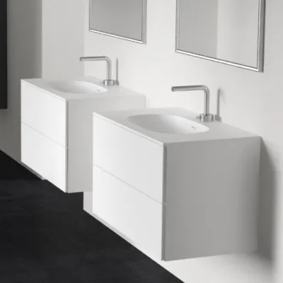 Block Soft 80 - Badmöbel 80x46 cm, Mattweiß mit SolidTec® Waschbecken