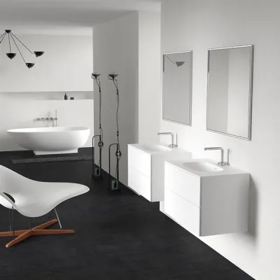 Block Soft 80 - Badmöbel 80x46 cm, Mattweiß mit SolidTec® Waschbecken
