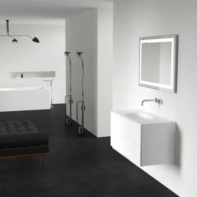 Block Soft 100 - Badmöbel 100x46, Mattweiß mit SolidTec® Waschbecken