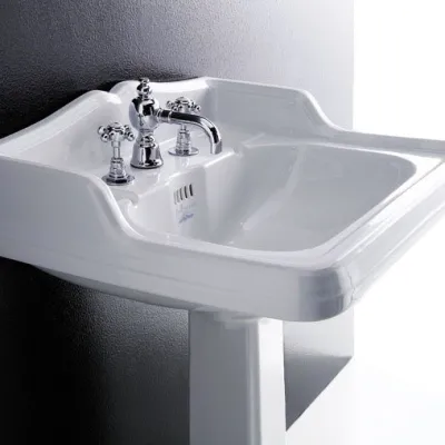 Old England OEA-824 - 68 x 54 cm. Weißes Porzellanspülbecken mit 1 Hahnloch