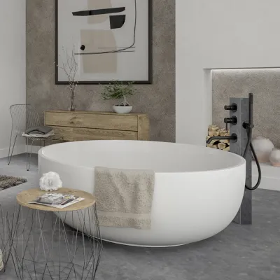 Cheese Ø135 - Badewanne Ø135, Massiv Mattweiß SolidTec®