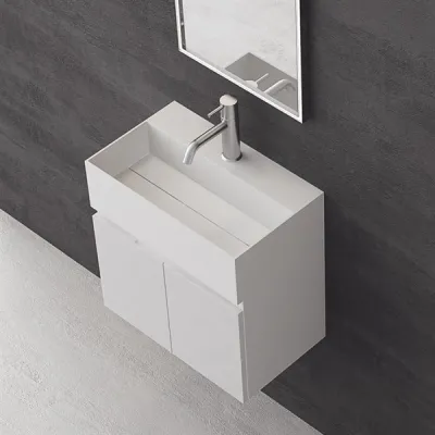 Compact 01 - Waschbeckenschrank 45x35, Mattweiß SolidTec®
