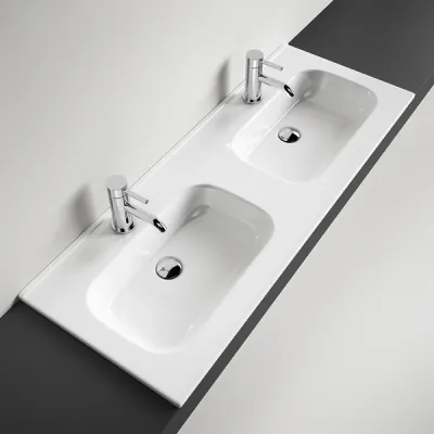 ArkiLife® Smart D 120 - 120,5 x 46,5 cm Waschbecken aus weißem Porzellan