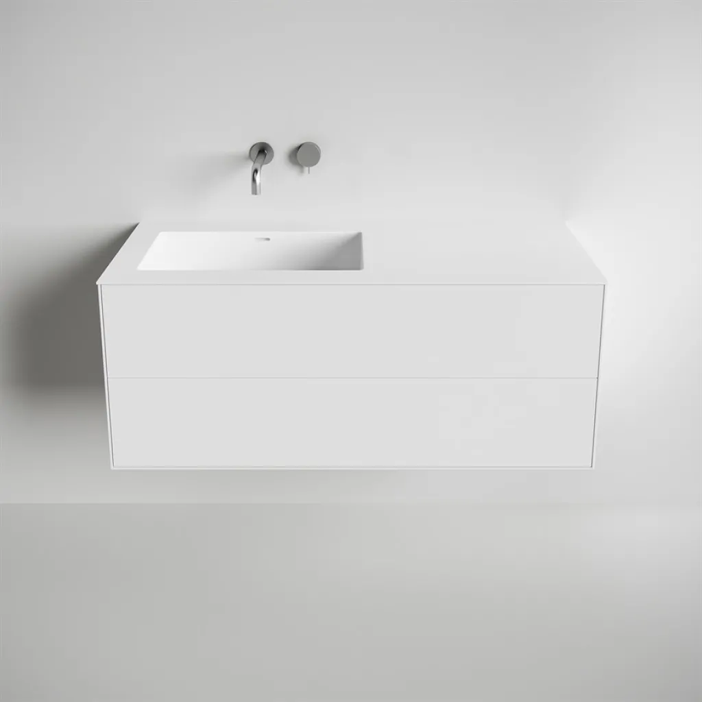 Copenhagen Chic 120L - Badezimmermöbel, Corian®, Mattweiß