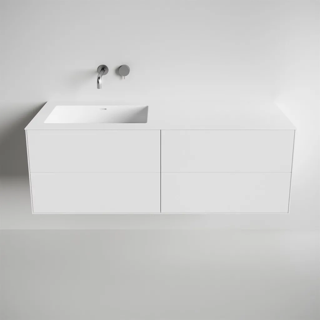Copenhagen Chic 140L - Badezimmermöbel, Corian®, Mattweiß