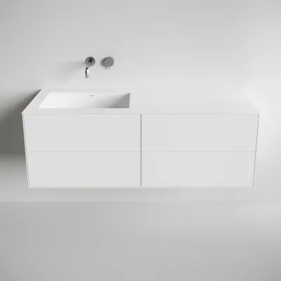 Copenhagen Chic 140L - Badezimmermöbel, Corian®, Mattweiß