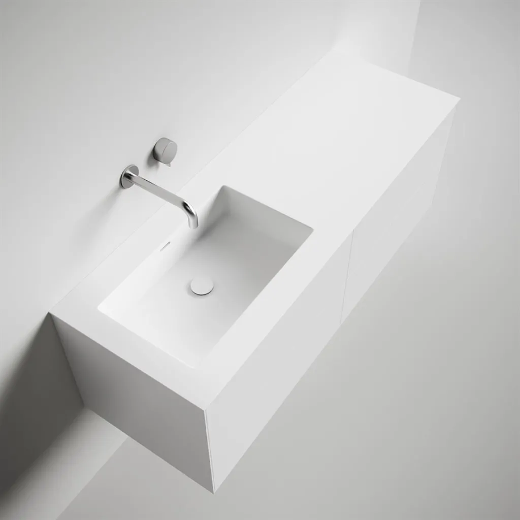 Copenhagen Chic 140L - Badezimmermöbel, Corian®, Mattweiß