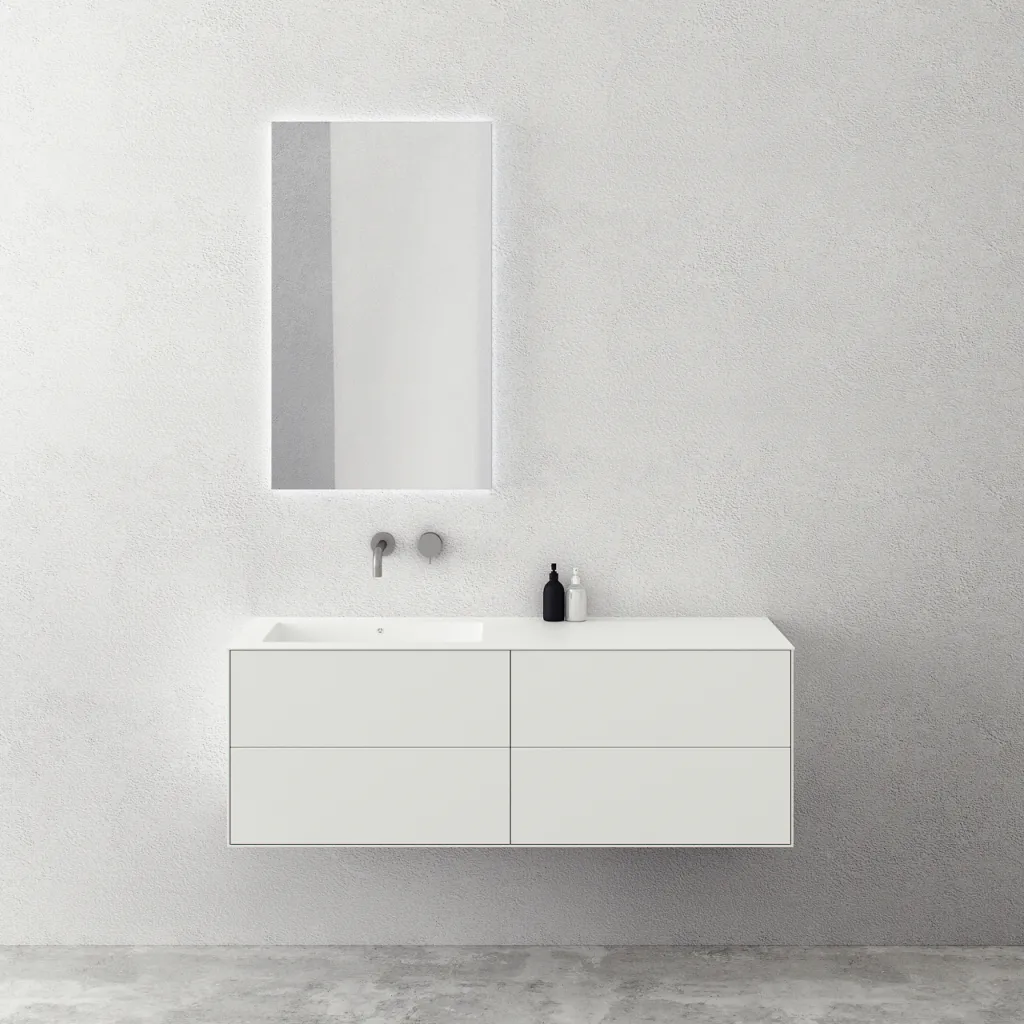 Copenhagen Chic 140L - Badezimmermöbel, Corian®, Mattweiß