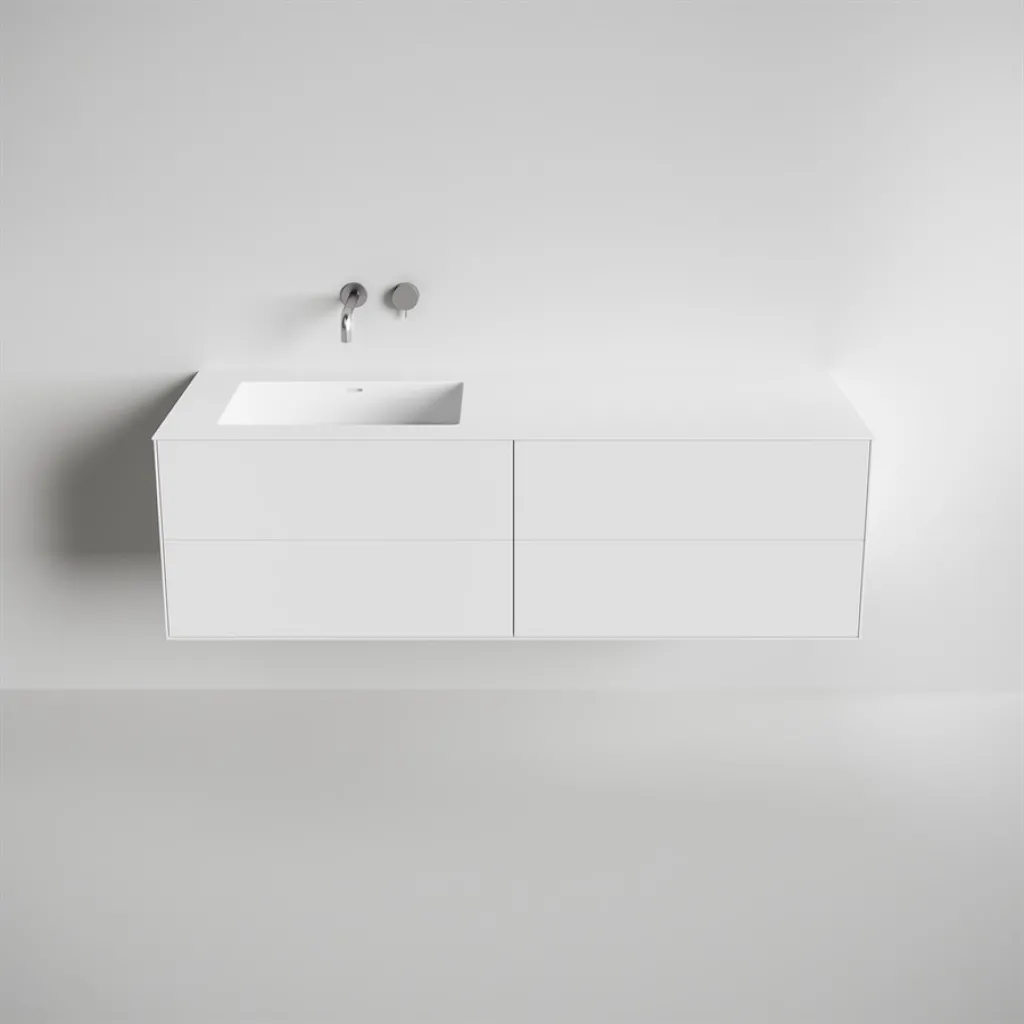 Copenhagen Chic 160L - Badezimmermöbel, Corian®, Mattweiß